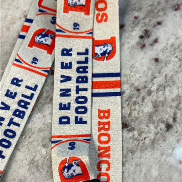 NFL Denver Broncos White and Blue Lanyard - Picture 2 of 4